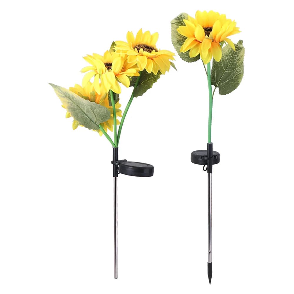 1/3 Head LED Solar Sunflower Lights Artificial Waterproof Landscape Lamp Simulation Creative Atmosphere Lamp Garden