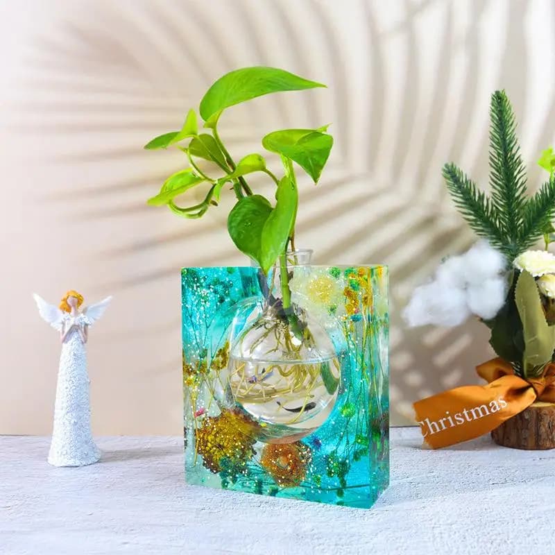 Silicone Stamp for Base Vase Rectangular in Epoxy Resin, for Fai-da-Te Vase with Support for Aquatic Plants, for Table Gardening