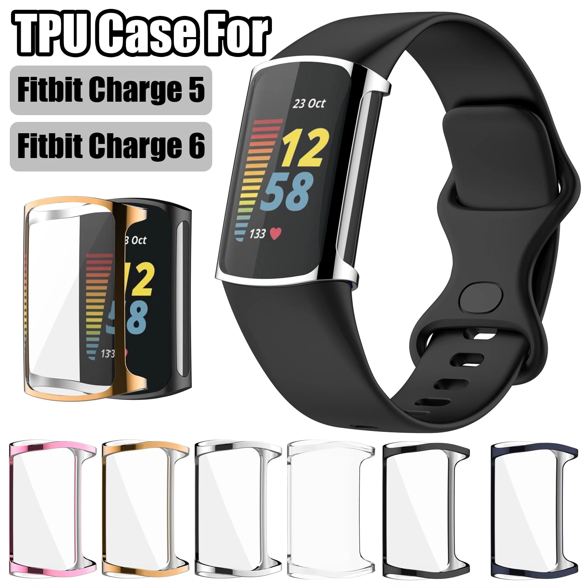 Custodia per Fitbit Charge 6 proteggi schermo TPU custodie protettive copertura completa Shell Cover per Fitbit Charge 5 Charge6 accessori