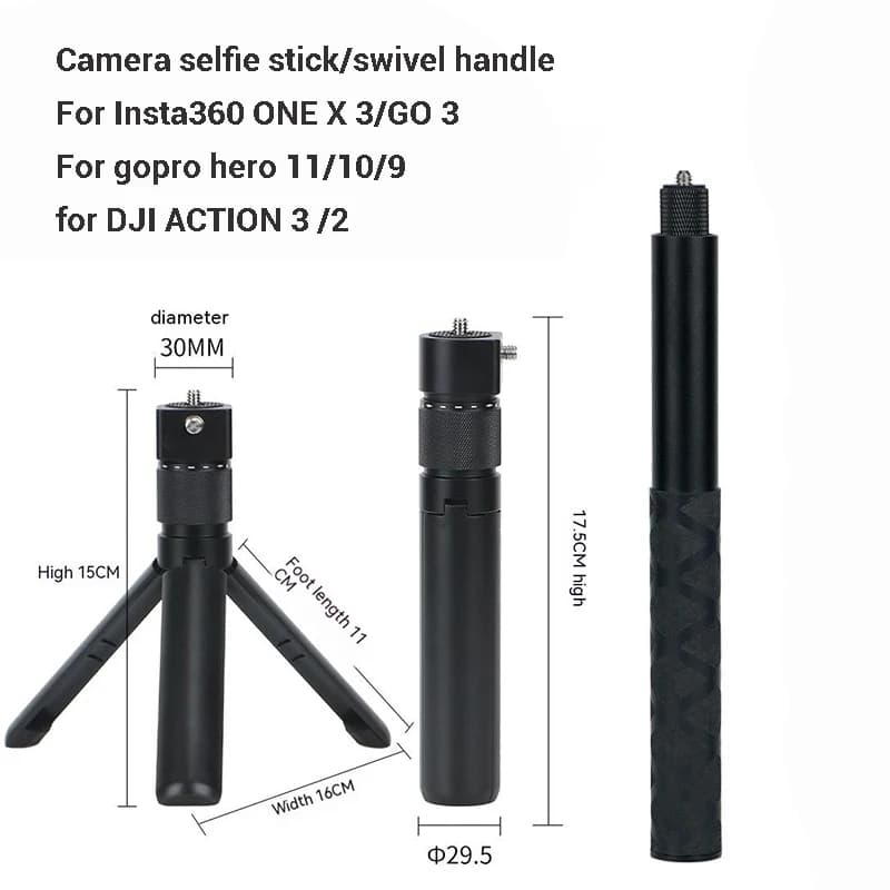 Selfie Stick invisibile per DJI Pocket 3/insta 360x4 Universal Selfie Stick impugnatura rotante Action Camera Shooting Accessory