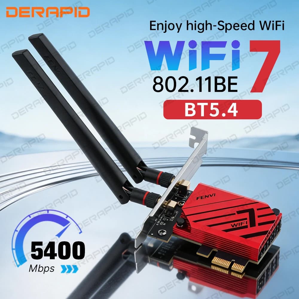 Scheda di rete WiFi 7 MT7925 PCIE con Bluetooth 5.4, adattatore wireless 5400M Tri-Band 2.4G 5G 6GHz Wi-Fi 7 con antenne per Win 10/11