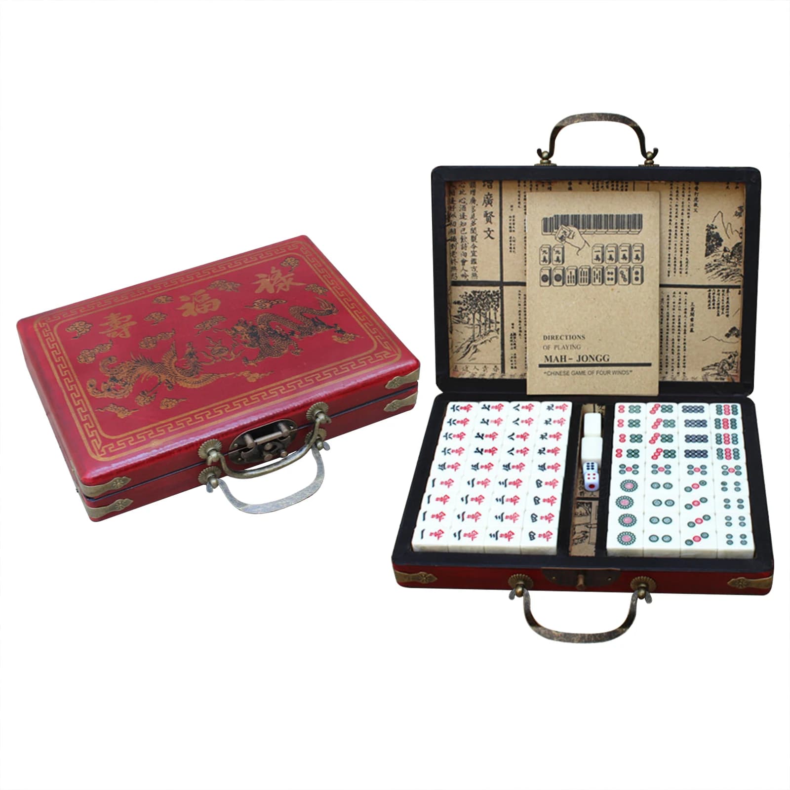 Set Mahjong numerato cinese 144 piastrelle Mah-Jong Set giocattolo cinese portatile con scatola