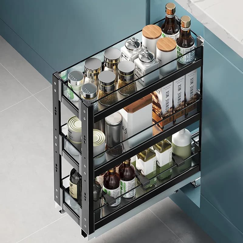 Cestino per condimenti da cucina Armadietto Tipo di cassetto Scaffale Supporto per organizer da appoggio Scaffali per scaffali estraibili per spezie regolabili