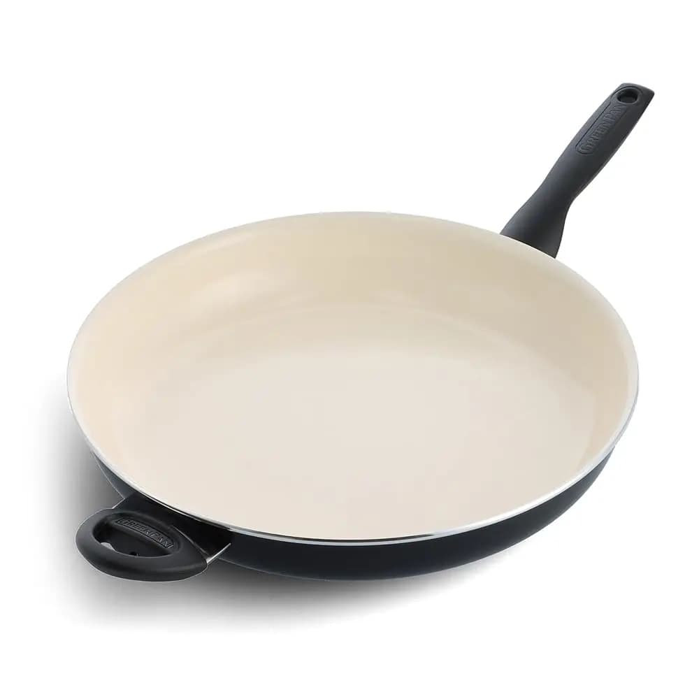 Padella Antiaderente in Ceramica Rio Healthy da 13,5 Pollici, Senza PFAS, Lavabile in Lavastoviglie, Nera