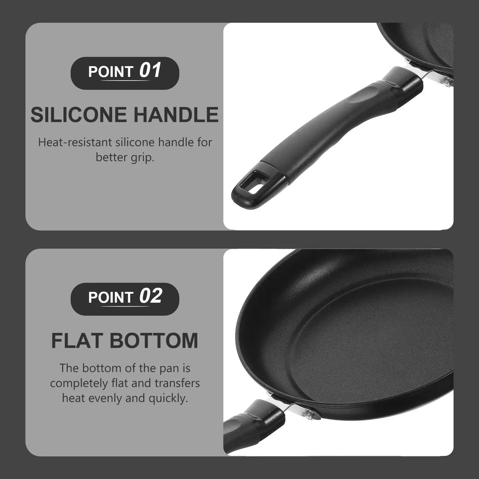 Padella Antiaderente per Omelette da 24 Cm, Rivestimento in Pietra Maifanite, Compatibile con Induzione, Fondo Piatto, per Uova e Pancake, Uso Domestico