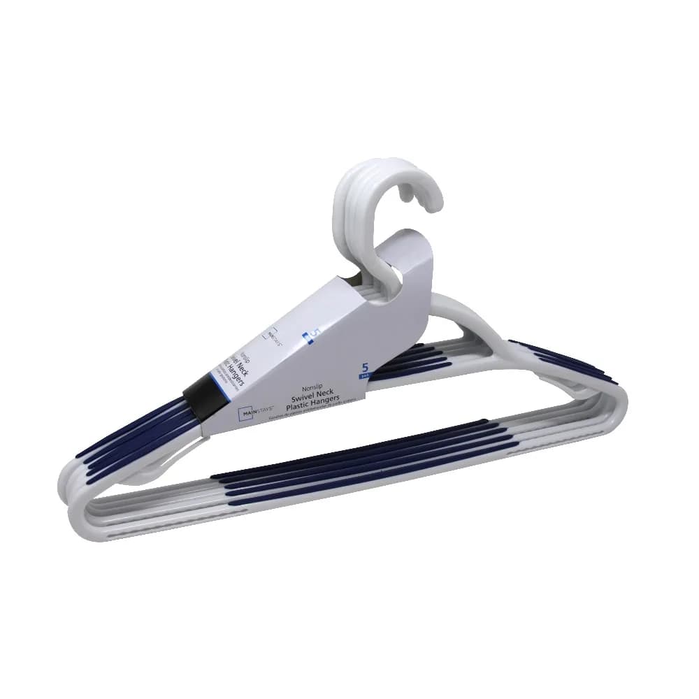 Swivel Hanger for Adults Heavy Duty Plastic Non Slip Clothes Hanger with Anti Slip Design 5 Pack Blue and White Rotating Garment Hangers