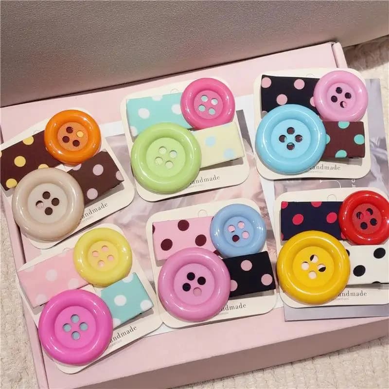 1Pairs New Polka Dot Button Dopamine Hair Clips Cute Korean Style Y2K Side Hair Clips Retro Shibuya Hot Girl Daily Accessories