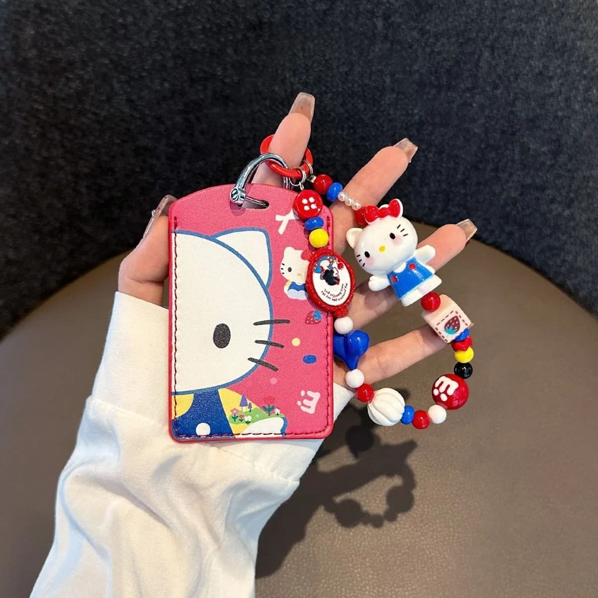 Custodia per chiave auto Sanrio in stile cartone animato, simpatica e kawaii, in PU, per Tesla NFC Card, tipo coperto, in materiale PU, simpatica