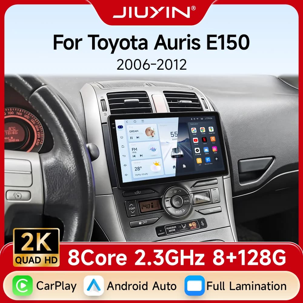 Autoradio Android 15 per Toyota Auris E150 2006-2012, Lettore Multimediale Stereo con Carplay Wireless e DVD