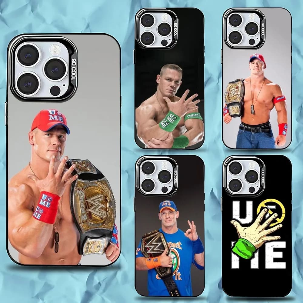 Custodia per telefono J-John Cena Wrestling per iPhone 16,15,14,13,12,11,Pro,Max,Plus,Mini,XS,SE Paraurti rigido nero opaco anticaduta