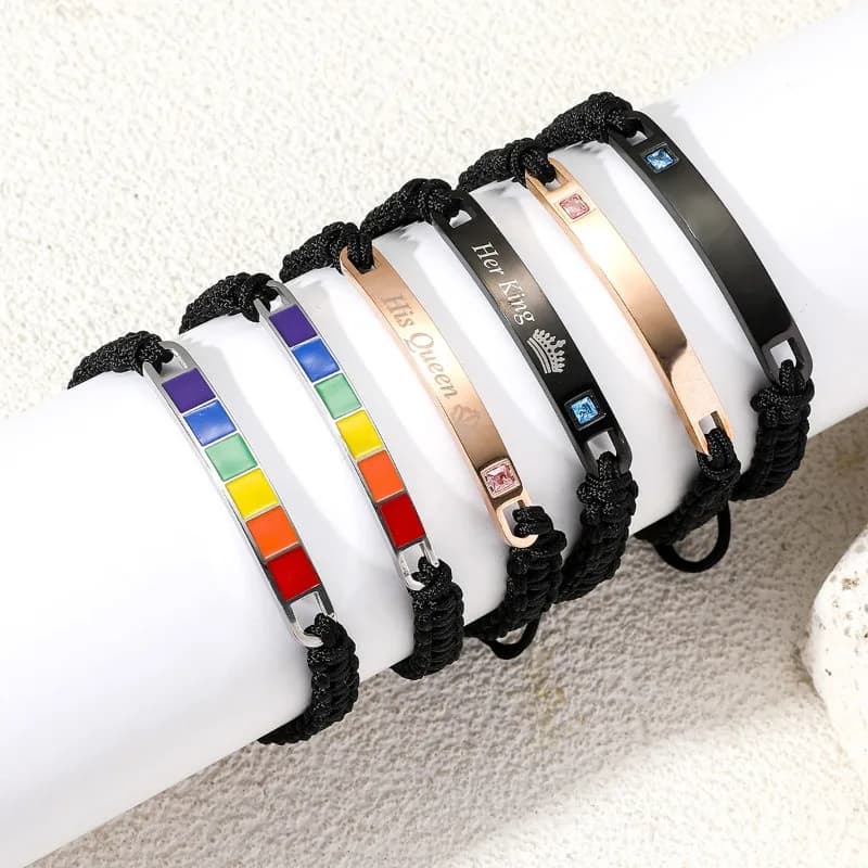 European and American stainless steel men's and women's bracelets zircon
