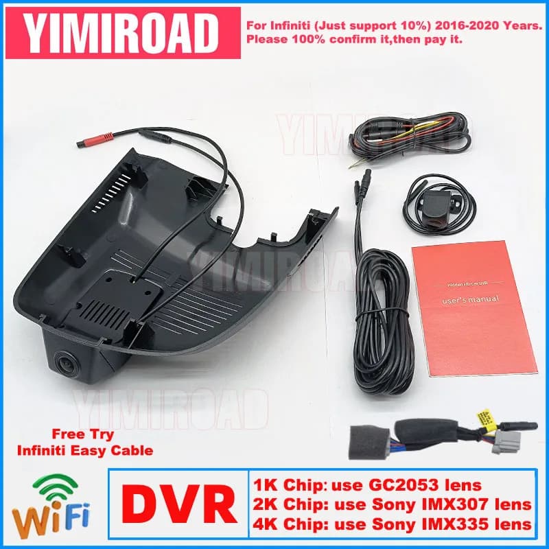 New Dashcam Plug and Play for Auto 1K 2K 4K IF05 for Infiniti Q30 (Use Interior Mercedes GLA Class A) 2016-2020
