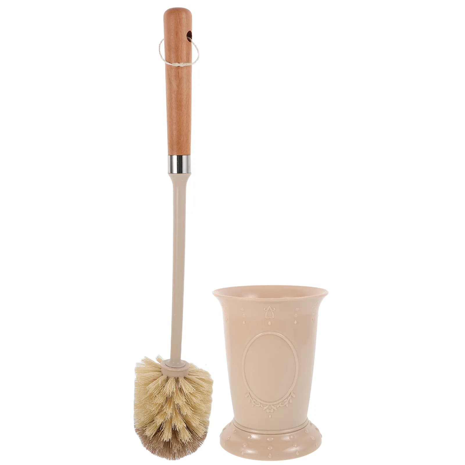 Toilet Brush Set Long Handle Wooden Bathroom Cleaning Tools Bowl Supplies Scrub Brushes Home Hotel Use Soft Bristles