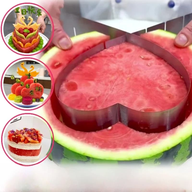 Stainless Steel Heart-Shaped Cake Mold Extendable Fruit Knife Birthday Greeting Kitchen Baking Tools for DIY Fruit Cakes