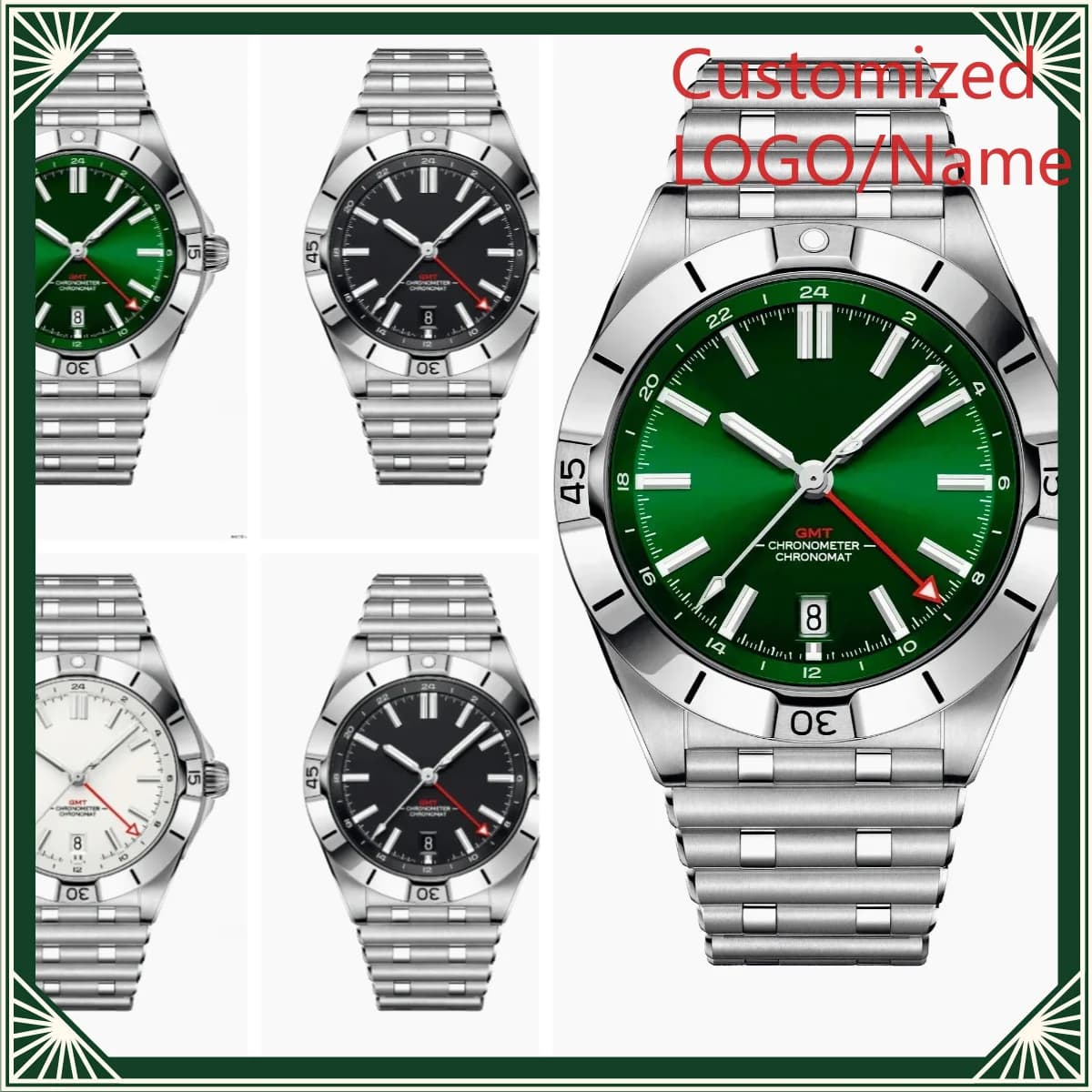 A1212 Store 44 mm Men's Automatic Mechanical Watch, Full-Featured, Water-Resistant, Stainless Steel Customized Watches