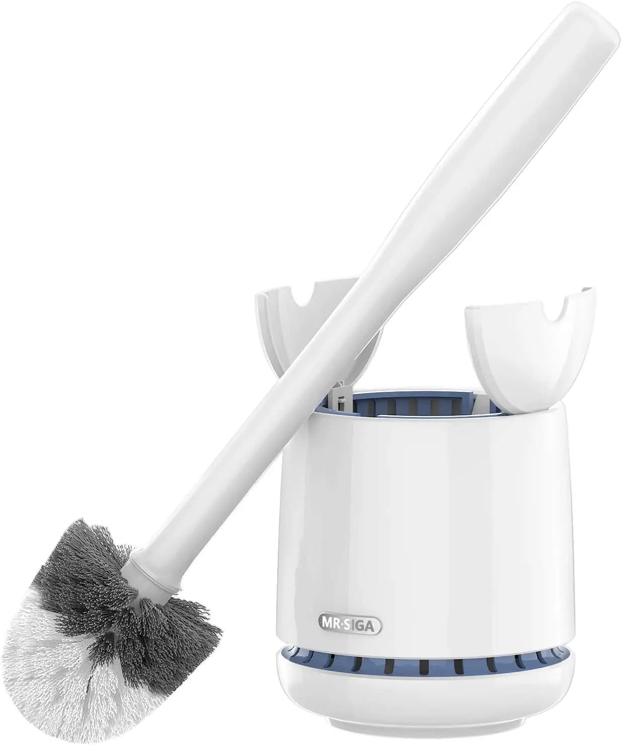 Spazzola per WC Premium con supporto, setole resistenti e manico solido per la pulizia del bagno, bianca, 1 pezzo