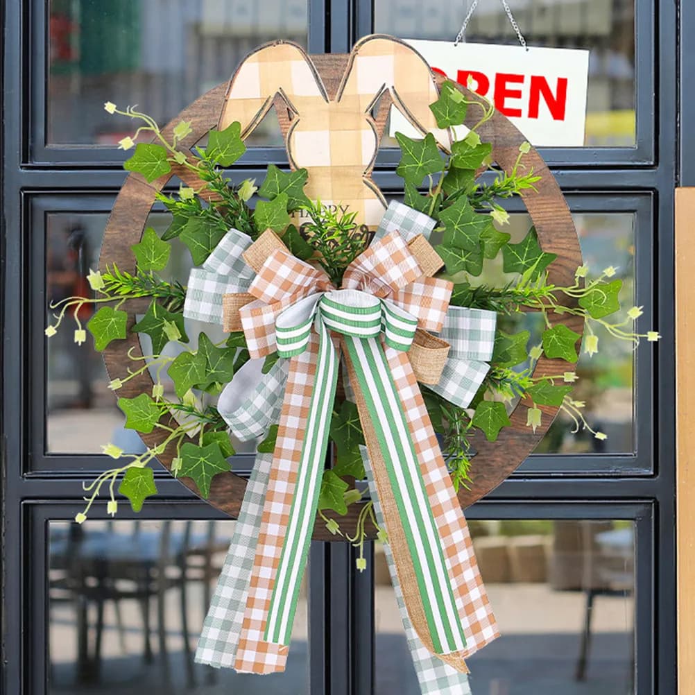 Paschal Garland with Rabbit, Artificial Plant, Spring Decoration to Hang for Entrance Door, Window, Portico, Photography Accessories, Home Decoration