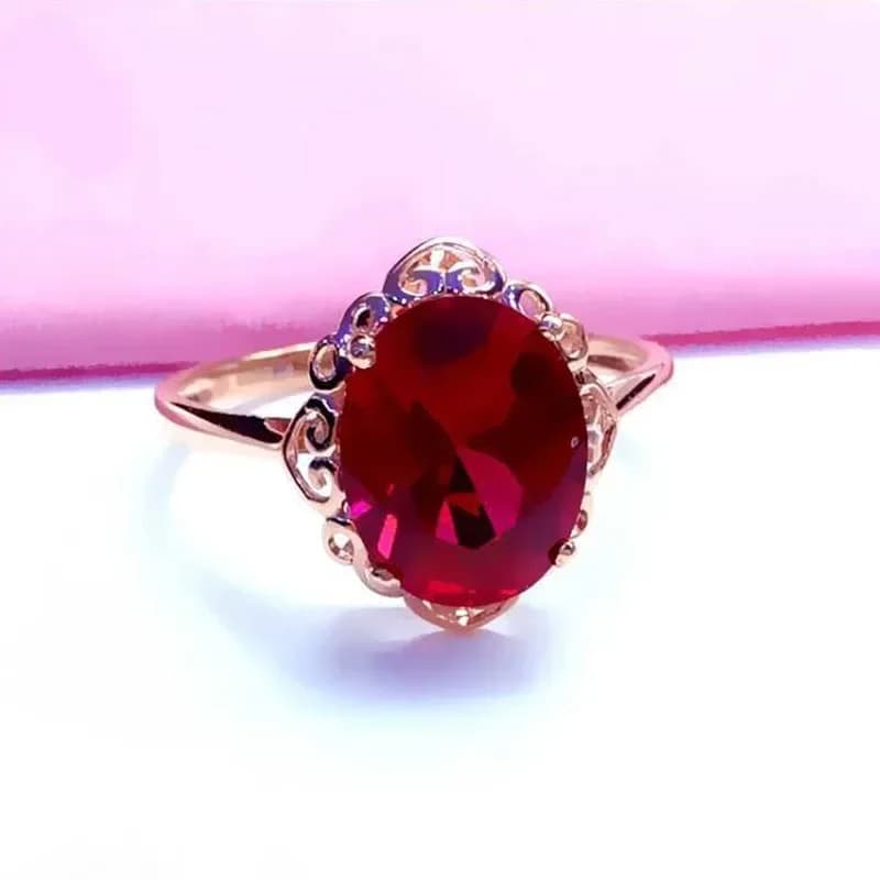 Light Luxury Shiny New in Classic Red Gemstone Rings for Women Fashion Exquisite Plated Rose Gold Jewelry regolabile