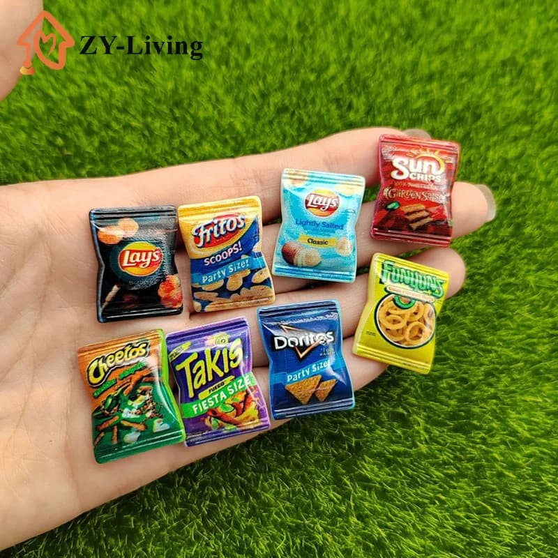 10 Pezzi di Patatine Fritte Simulate Casuali, Mini Snack per Casa delle Bambole, Decorazioni per Casa delle Bambole, Accessori per Casa delle Bambole, Giocattoli per Gioco di Imitazione
