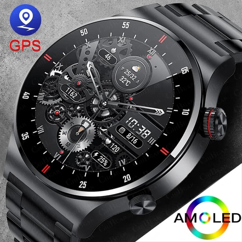 2026New ECG Health Monitor Smart Watch Men Full Screen NFC Bluetooth Call GPS Sports Bracelet Waterproof Smart Watch for IOS