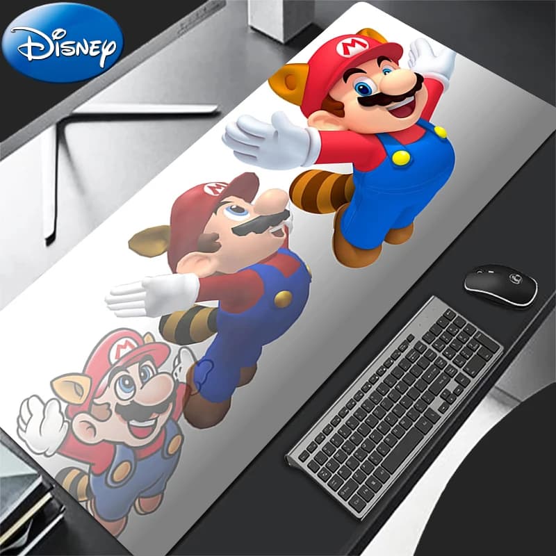 Tappetino per mouse 90x40 cm M-Mario per ufficio, laptop, tastiera da gaming, con bordo bianco, tappetino da scrivania per computer, tappetino da gaming, tappetini per mouse, idea regalo.