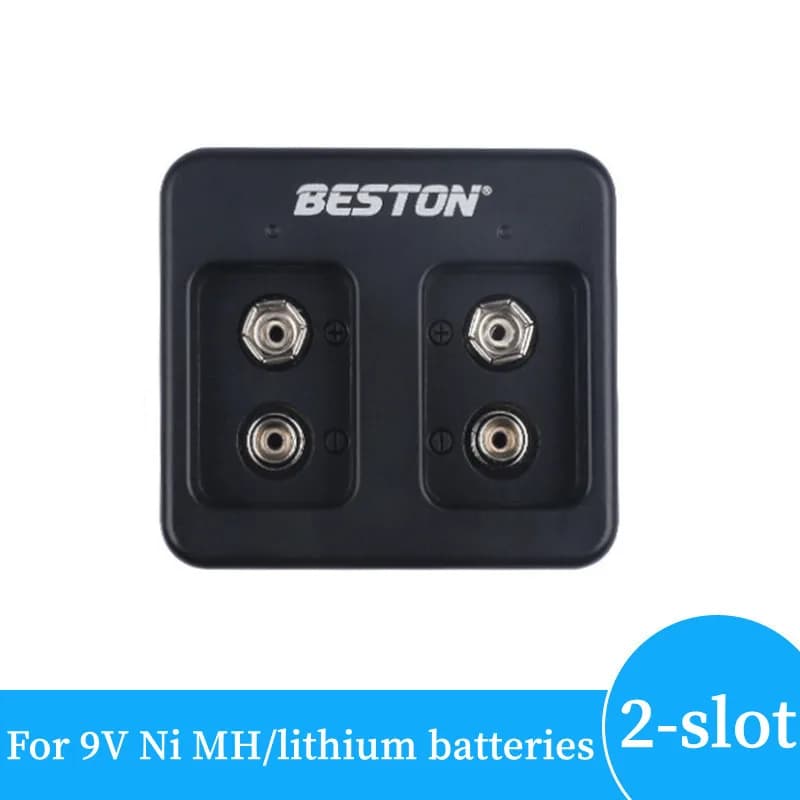 Caricabatteria da 9 V a 4 slot Caricabatteria rapido intelligente con indicatori LED Cavo USB per batterie 1-2 9 V Ni MH/lithium