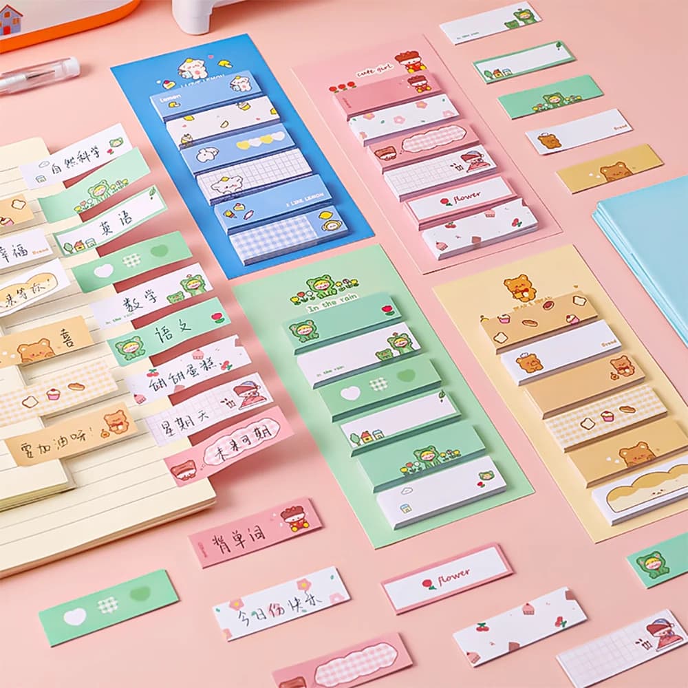 4*120 Sheets Cute Cartoon Sticky Notes Label Kawaii Markers Flags Self-Stick Memo Pads Office Supplies Gift Index Tab Sticker