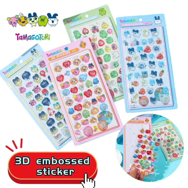 Tamagotchi creative three-dimensional relief stickers high color value cartoon decorative mobile phone shell notebook stickers