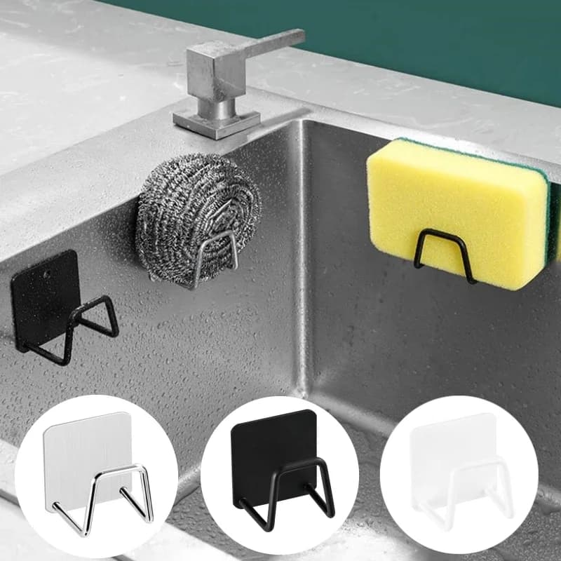 Stainless Steel Kitchen Sponges Door, Hooks Drying & Organization Stickers, Kitchen Organization Accessories