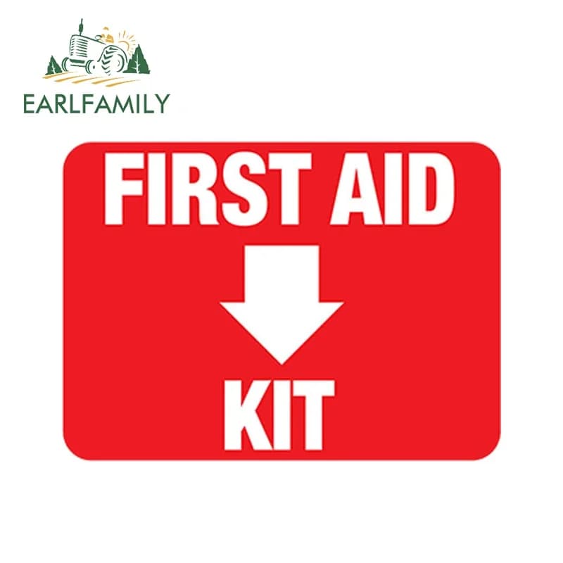 EARLFAMILY 13 cm x 9,5 cm Adesivo per kit di pronto soccorso per auto, adesivo in vinile stampato, adesivo per auto adesivo per soccorso di emergenza, impermeabile