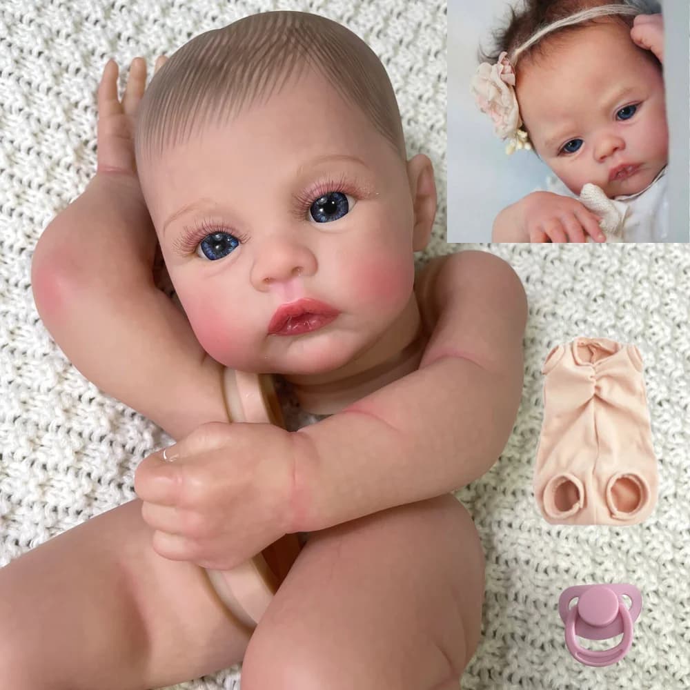 17 pollici Preemie Neonato Reborn Meadow Kit dipinto 3D Vene visibili Stampo per bambola con ciglia Più realistico Facile giocattolo fai da te
