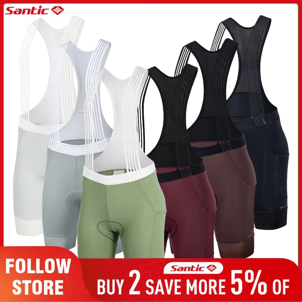 Santic Shorts with Women's Cycling Braces 6 Colors 4D Padded Riding Riding Ribbed Pants Summer Shorts MTB / Fast Drying Road Bike