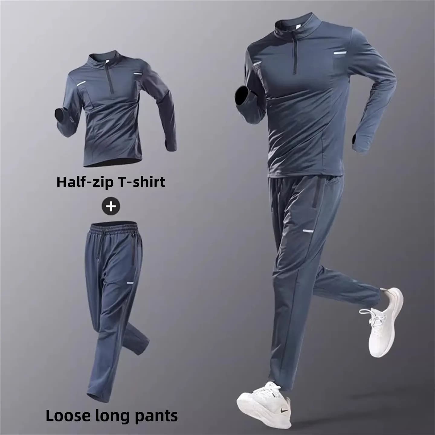 Set di abbigliamento sportivo fitn da corsa per uomo di fascia alta, abbigliamento Qui Dry, pantaloni lunghi e lunghi per l'autunno inverno
