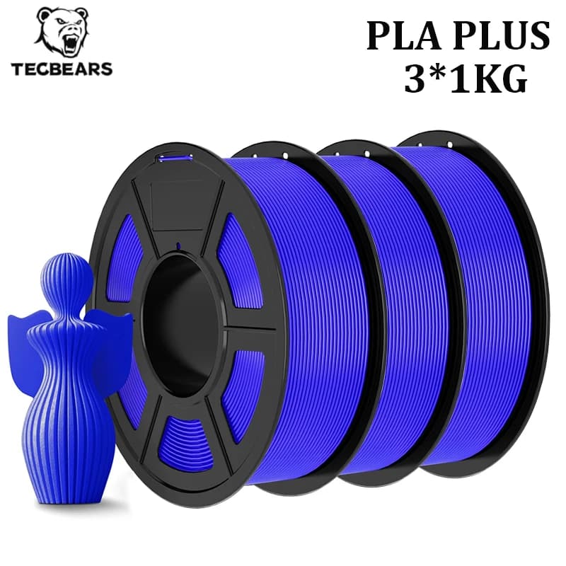 3D Printer TECBEARS PLA PLUS, 3 3 3KG Rolls, 1.75mm ±0.02mm, High Strength, Sorted Wrap, Colored, For Most FDM 3D Printers