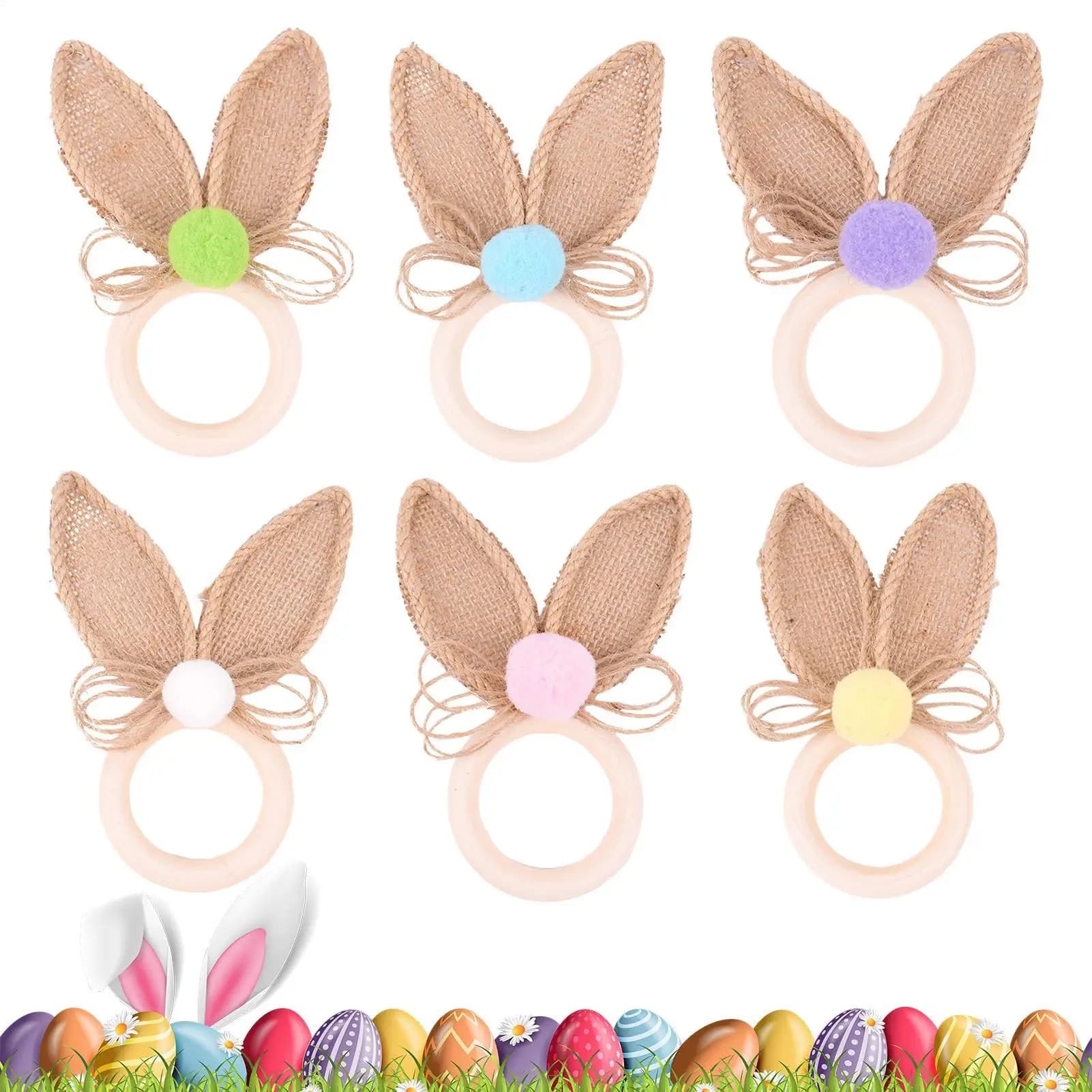 Set of 6 Rings Boho Wallet Shaped Rabbit Earrings, Party Accessories and Home Entertainment