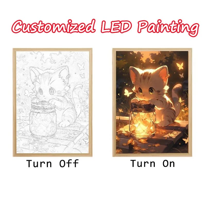 【Cornice per foto a LED personalizzata】 Regali a sorpresa Decorazione per pittura leggera A4 Luce notturna luminosa Lampada per immagine acrilica in legno
