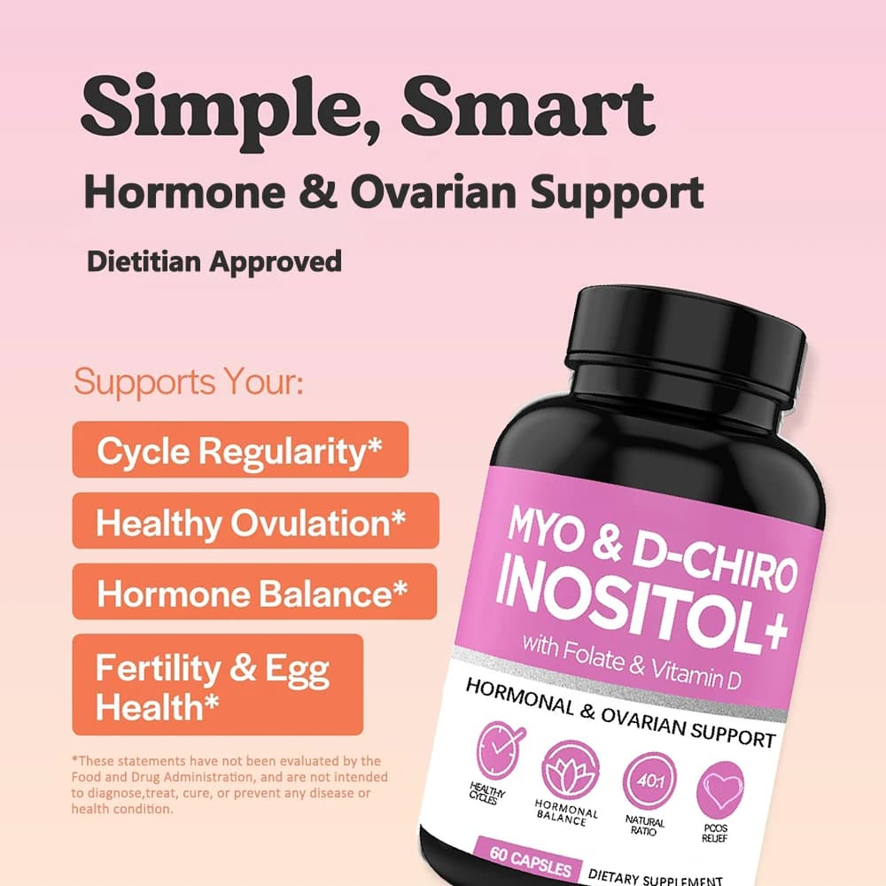 Capsules of Mio-Inositolo and D-Chiro Inositolo with Folato and Vitamin D | Integrator for support of ovarian function, hormonal balance and homocysteine