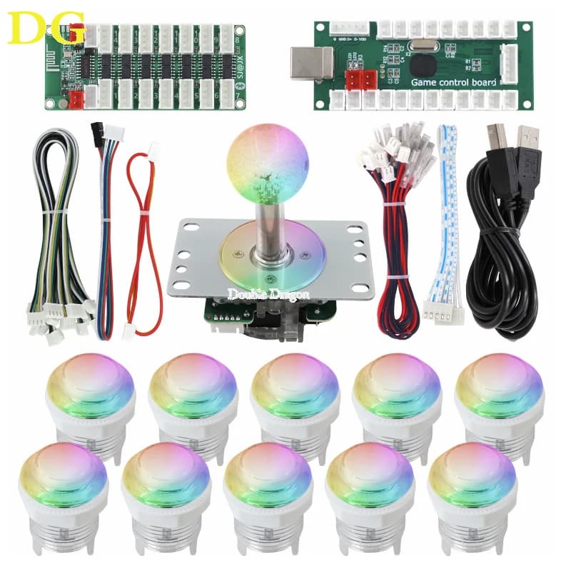 Pulsanti per giochi arcade e kit scheda controller con luce RGB a 4 pin in 7 colori Supporto BlueTooth e telecomando APP