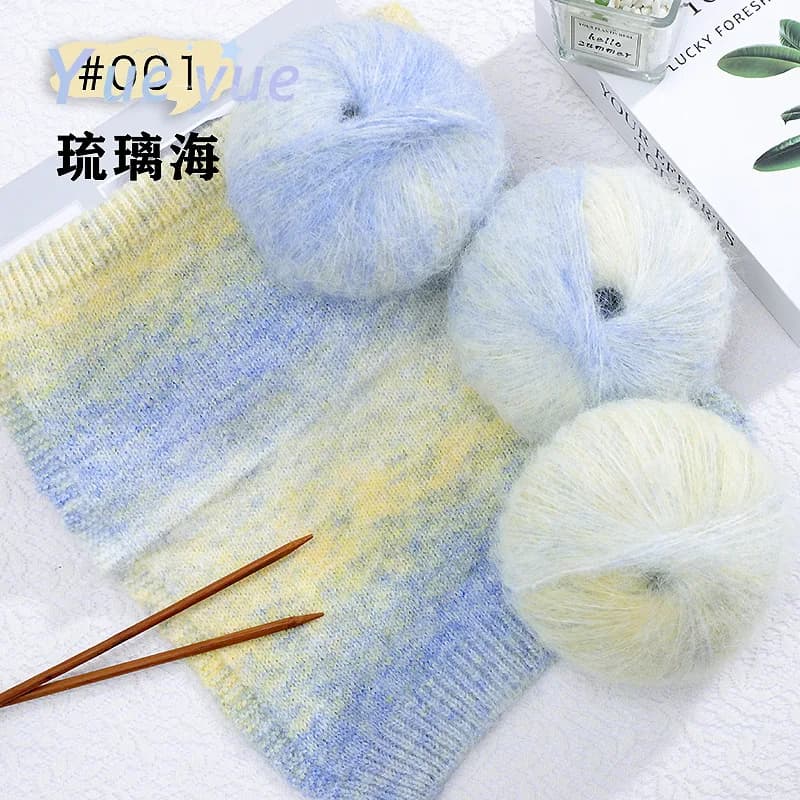 Lana di mohair sfumata da 50 g, filato capillare in mohair dipinto a olio intrecciato a mano, sciarpa tessuta fai da te, scialle e palla per legare esterna