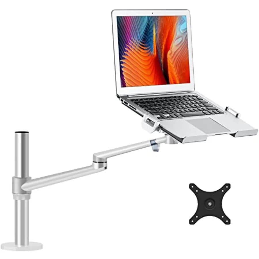 Supporto per laptop/notebook/proiettore, supporto a braccio singolo regolabile in altezza, supporto per laptop/notebook/tablet da 12-17 pollici, rimovibile gratuitamente