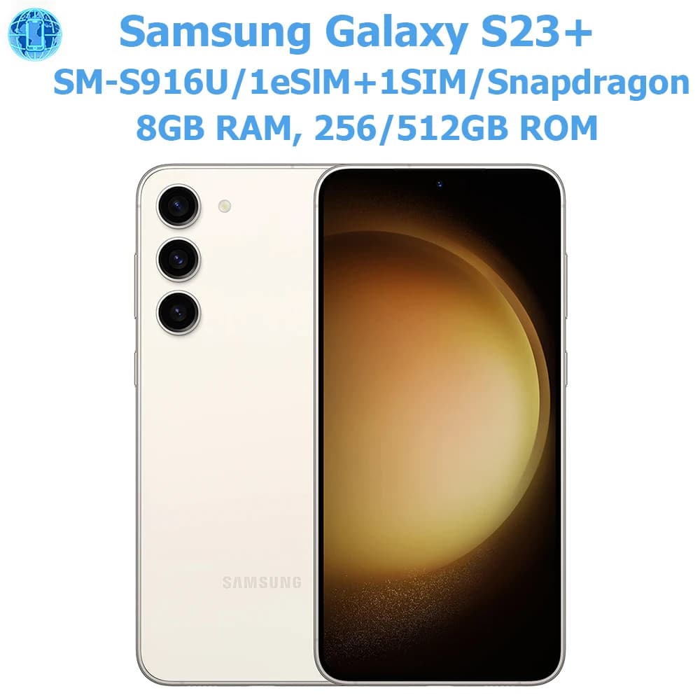 Samsung Galaxy S23 Plus S23+ 5G S916U Smartphone Android, Schermo 6.6 Pollici, 50MP 30fps, 4700mAh, Ricarica 45W, NFC, Sbloccato USA