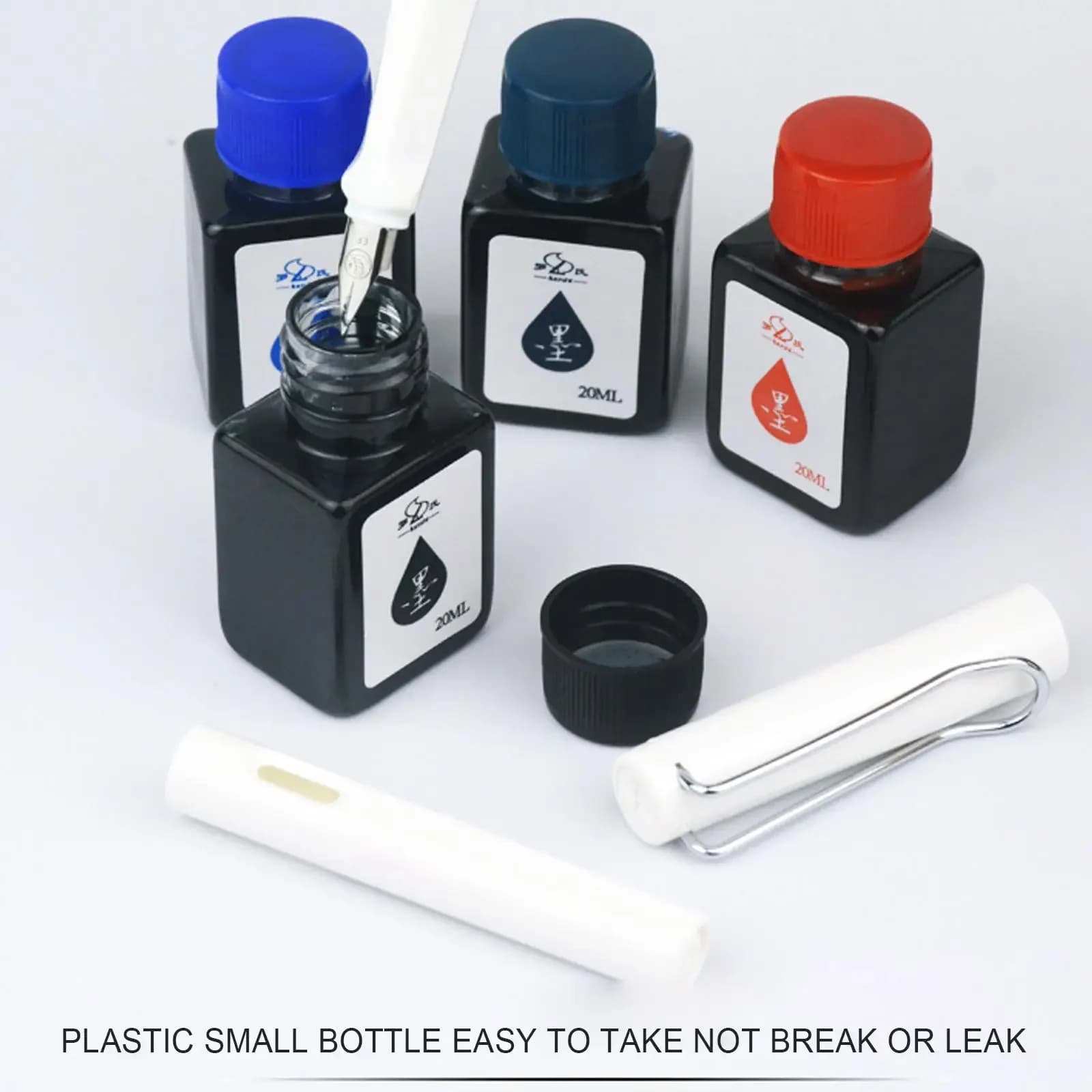 Fountain Pen Ink Volume Write Smooth Quick Dry Non-carbon Ink,Positive Color Black,Blue,Blue Black, Red Color Ink Supplies20ml