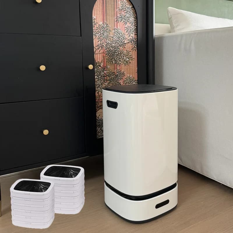 Cestino per Rifiuti da Bagno con Chiusura Automatica e Adesione Sacchetto, Pattumiera Intelligente da 13L con Confezionamento Automatico Sacchetti Spazzatura