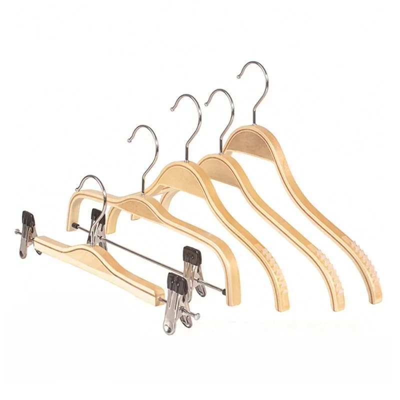 5 pcs solid wood trousers natural smooth clothes hanger skirt clip hanging coat storage organizer for thin laundry space