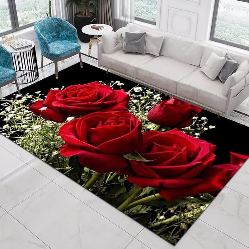 Decorazioni per la casa tappetino per porta d'ingresso fiore rosa peonia pastorale tappeto stampato in 3D tappeti per soggiorno tappetino peloso tappeto decorazione per camera da letto