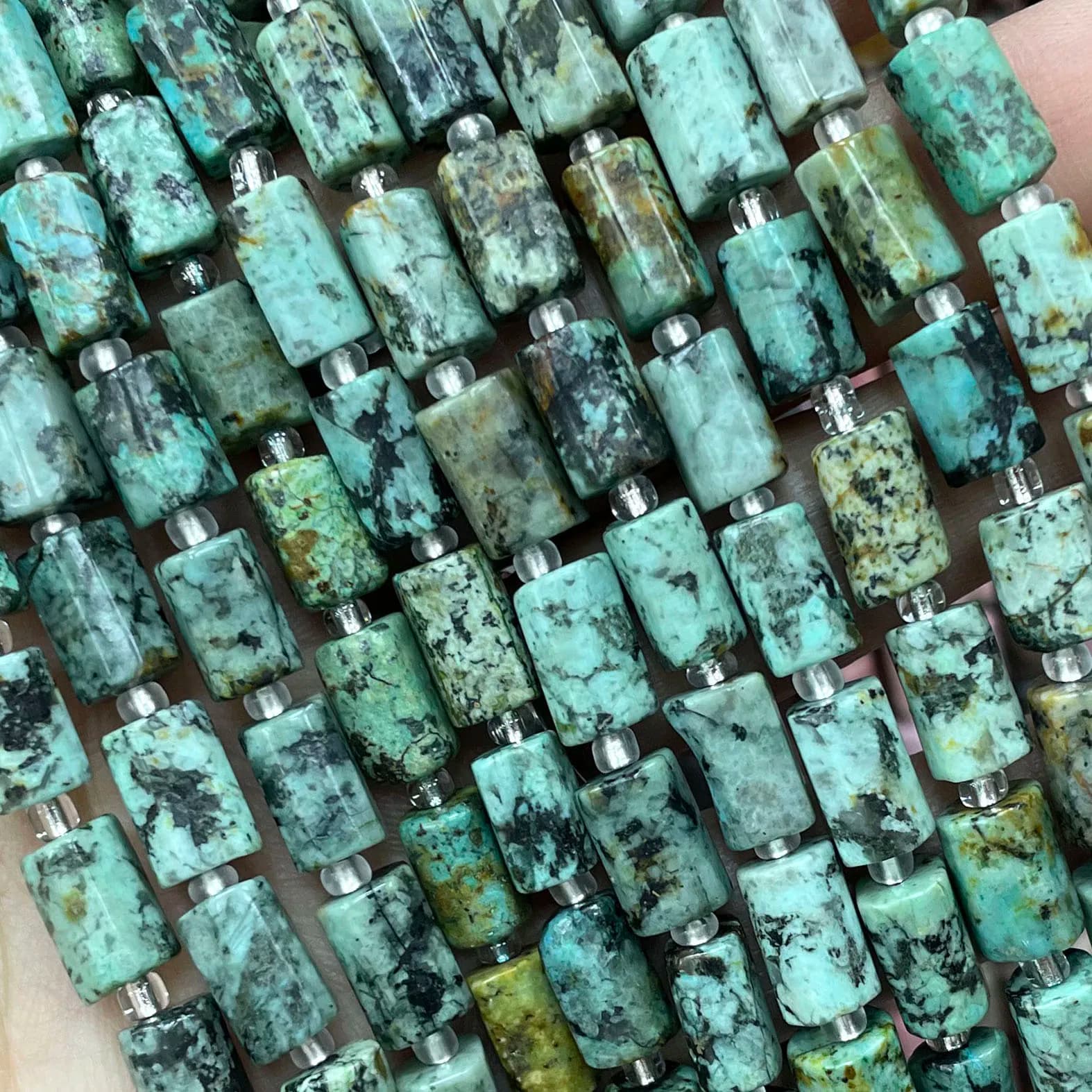 6X11MM Natural Stone Cylinder Shape African Turquoise Spacer Bead For Jewelry Making DIY Bracelet Necklace Accessories