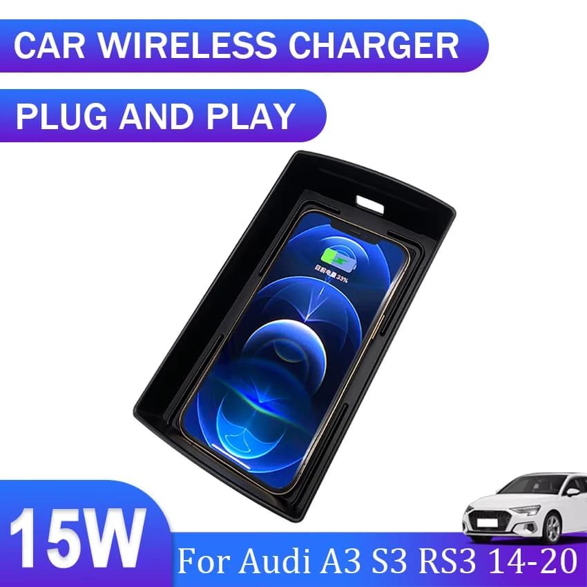 15 W car wireless charger, special fast charging panel for QI phone integrated for Audi A3 S3 RS3 2014 2016 2017 2018 2020