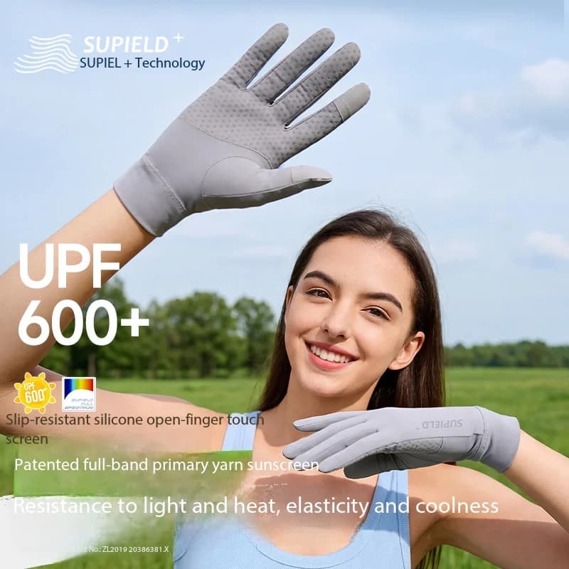Guanti di protezione solare Supield Original Yarn, protezione UV a spettro completo, antiscivolo, design senza dita compatibile con touchscreen per
