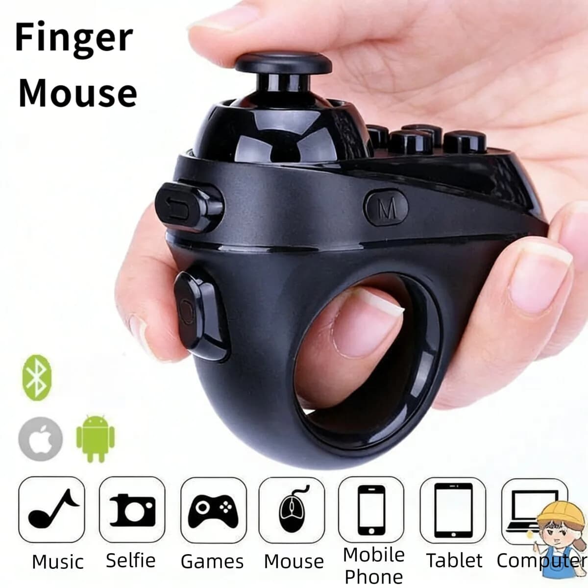 Versatile Finger Smart Remote Control Wireless Bluetooth Air Mouse Selfie Game Music Controller For Smartphone Tablet VR Glasses