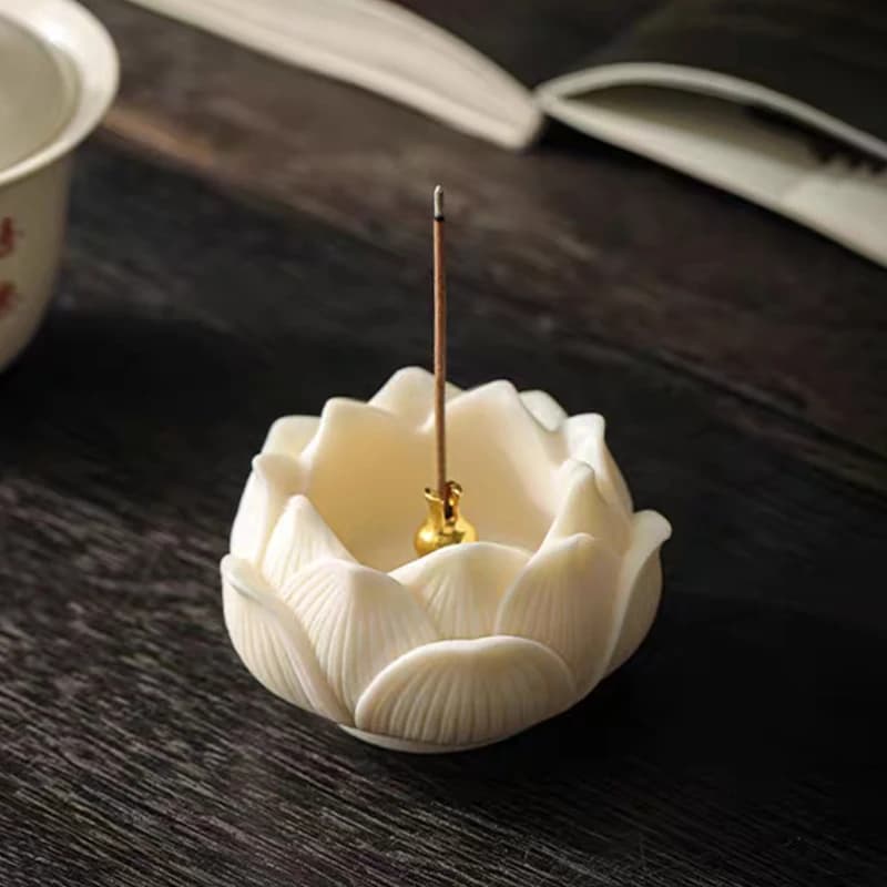 Bruciatore di incenso in ceramica a forma di loto, porta incenso in ottone a forma di zucca, porta bastoncini di incenso per yoga, meditazione, spa, decorazioni per la casa